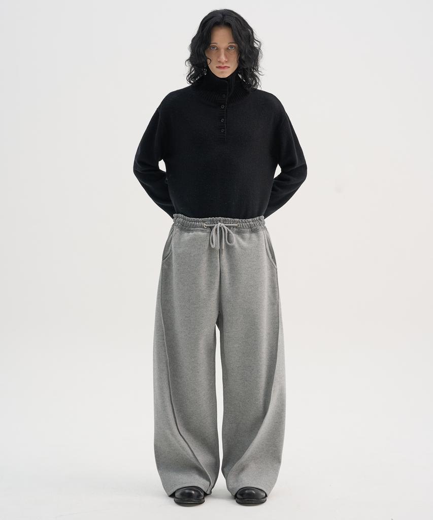 TRIP LE SENS Wool High-Neck Button Knit_Black