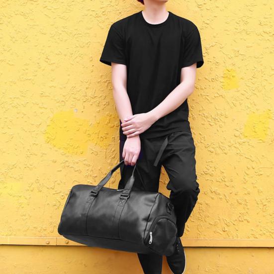 Unisex Large Capacity Travel Duffle Faux Leather Gym Fitness Tote Shoulder Bag