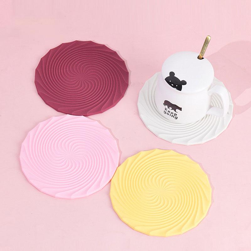 1 шт. Круглая простая силиконовая подставка Термостойкая Нескользящая Креативная подставка для чашки Многоразовая подкладка Подставка для напитков Кухонная посуда Посуда для напитков
