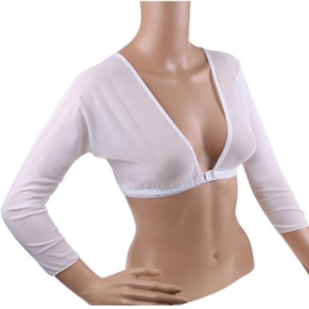Mesh Navel Exposed Long Sleeved Acrylic Fibers Arm Wrap Portable Mesh Chest Support Top
