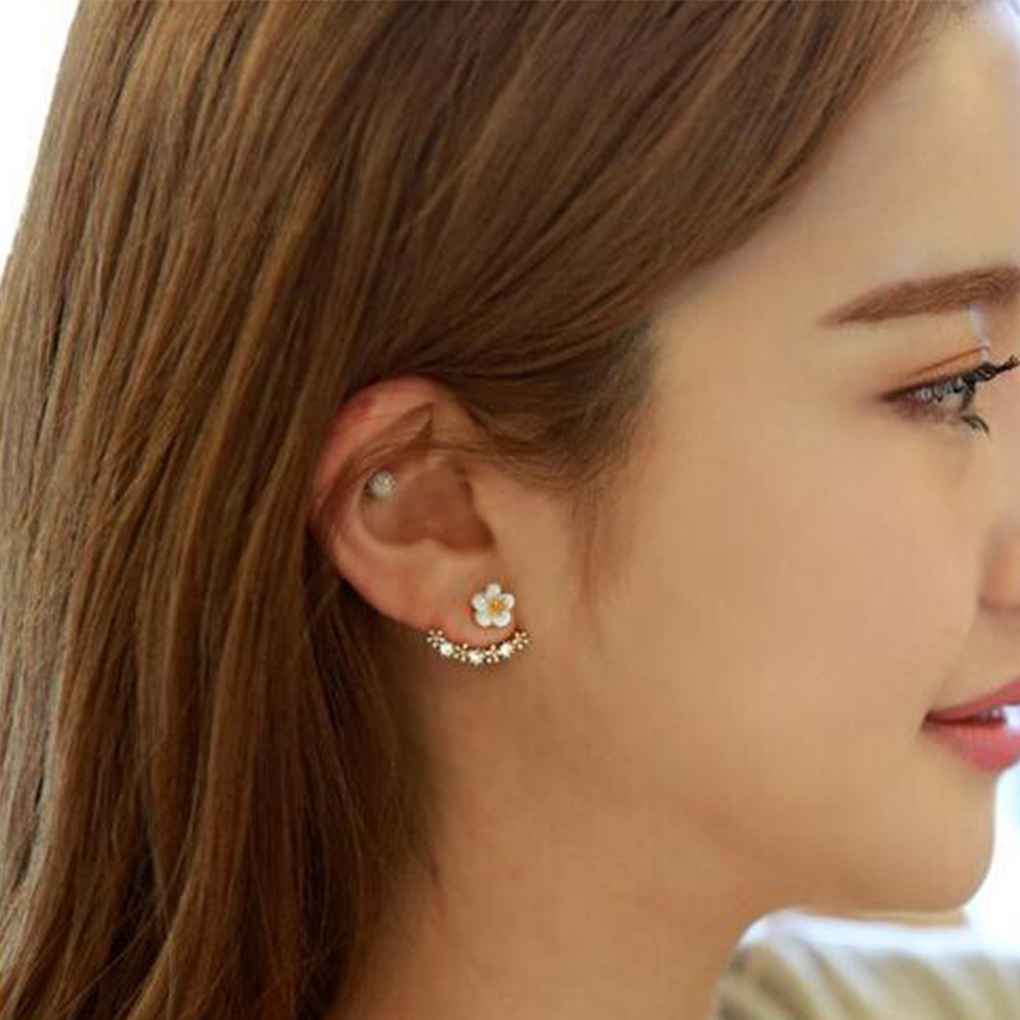1 Pair Women Ear Studs Party Wedding Flower Earrings Exquisite Delicate Jewelry Dress Up Decoration Friendship Gift