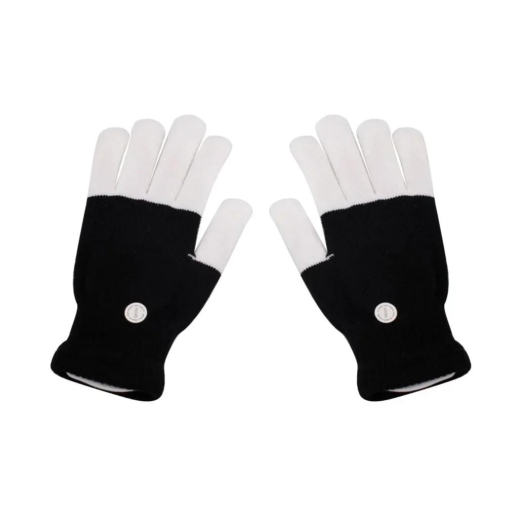 New 1 Pair LED Flashing Magic Gloves Colorful Finger Glowing Glove for Winter Festival