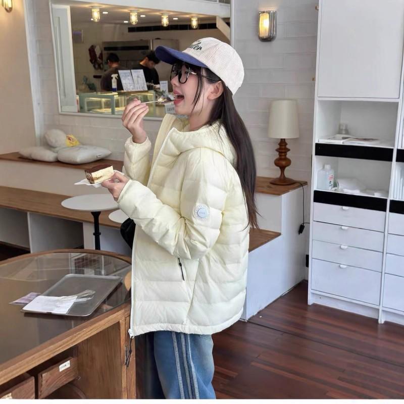 Womens Lightweight Hooded Down Jacket 90% White Duck Fill Mid-Weight Casual Outerwear Fall Winter