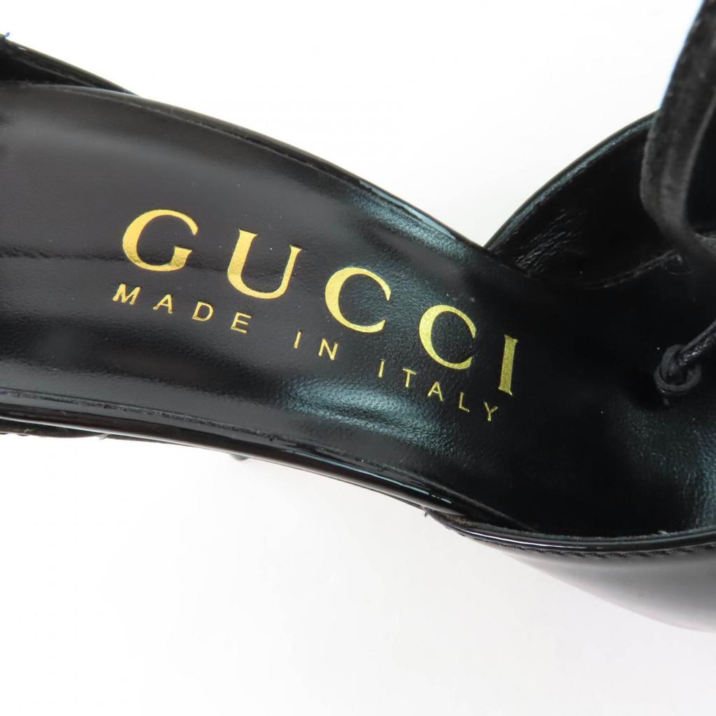 Безупречные туфли-лодочки GUCCI Заостренный носок Черный Лакированная кожа Женские 36 721045 Б/У