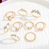7Pcs/Set Star Moon Cross Twist Rhinestones Rings Set Women Opening Adjustable Knuckle Rings Exquisite Stacking Layering Ring Set