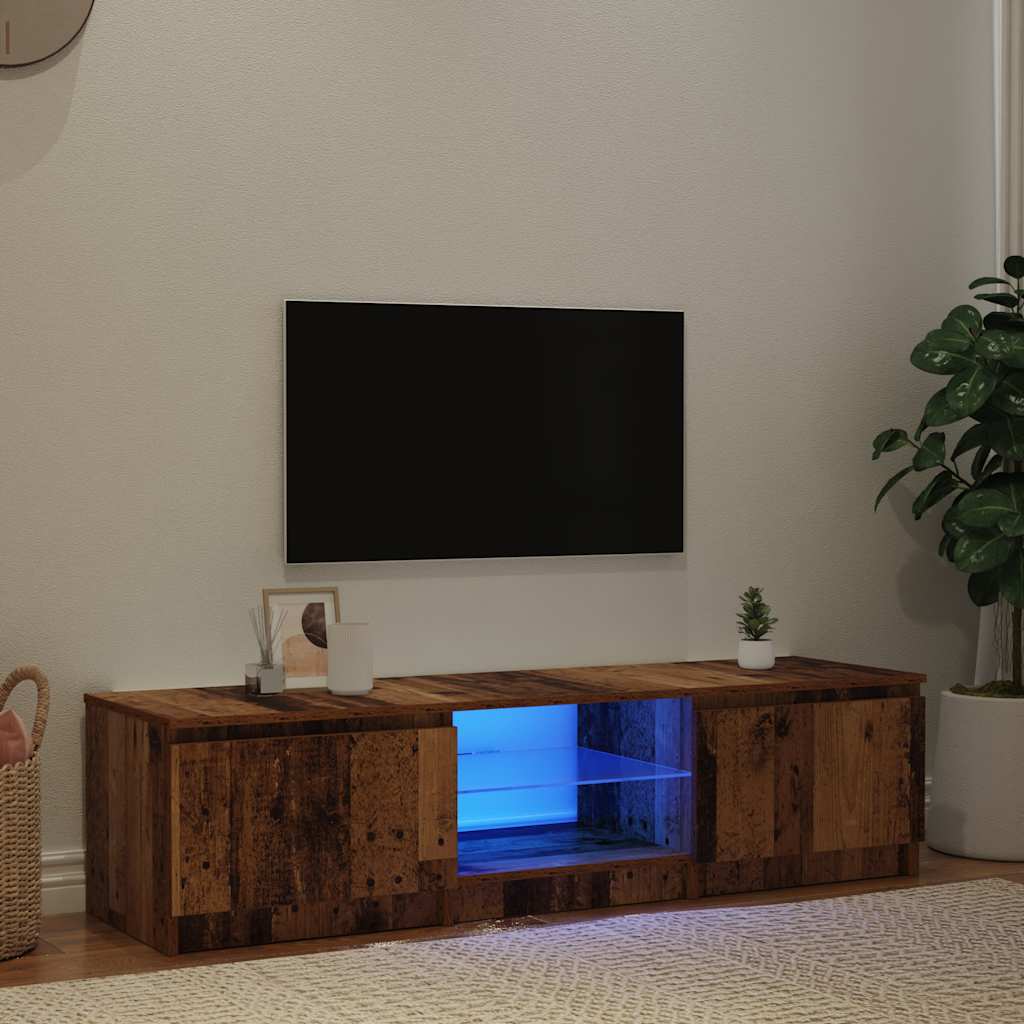 Vidaxl Szafka Pod Tv Z Oświetleniem Led, Stare Drewno, 140X40X35,5 Cm