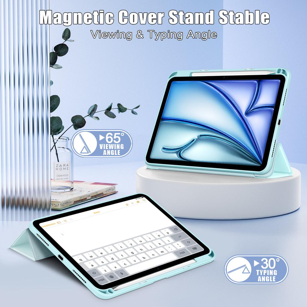 Кожаный чехол-подставка трифолд для iPad Air 11 (2025)/(2024)/Воздух (2022)/(2020)/Про 11 (2022)/(2021)/(2020)/(2018)