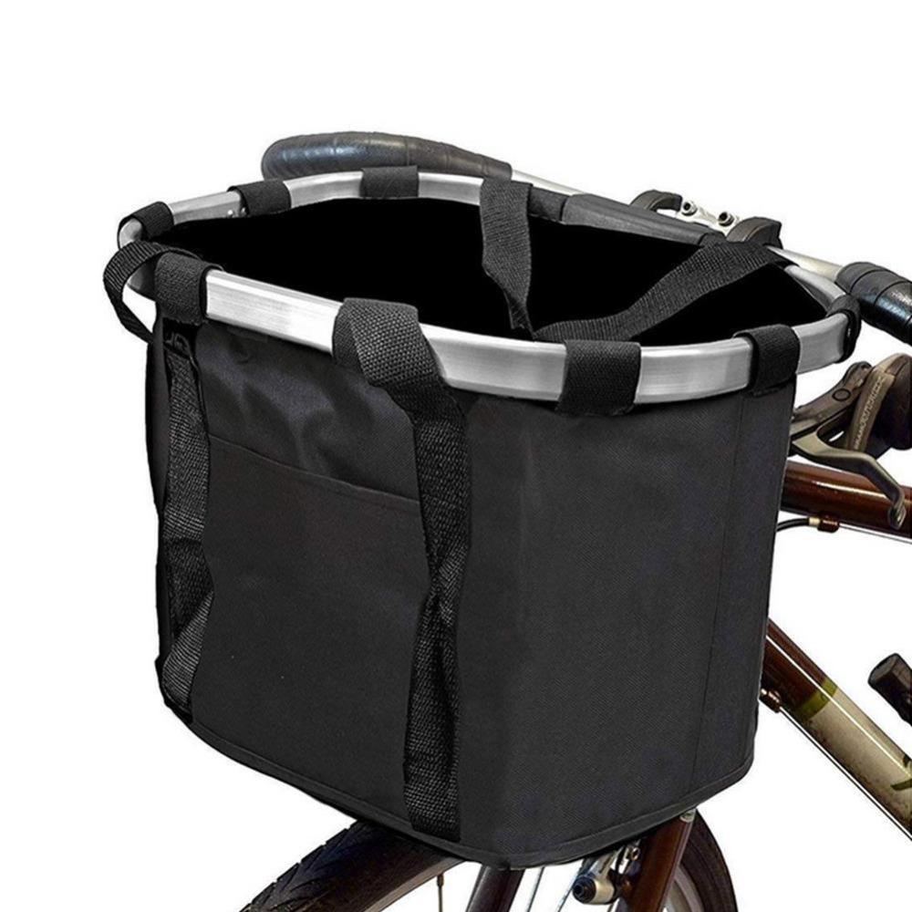 Foldable Bicycle Front Basket Aluminum Zinc Zinc Alloy Frame Mountain Bike Bags Pet Dog Carry Pouch  Outdoor