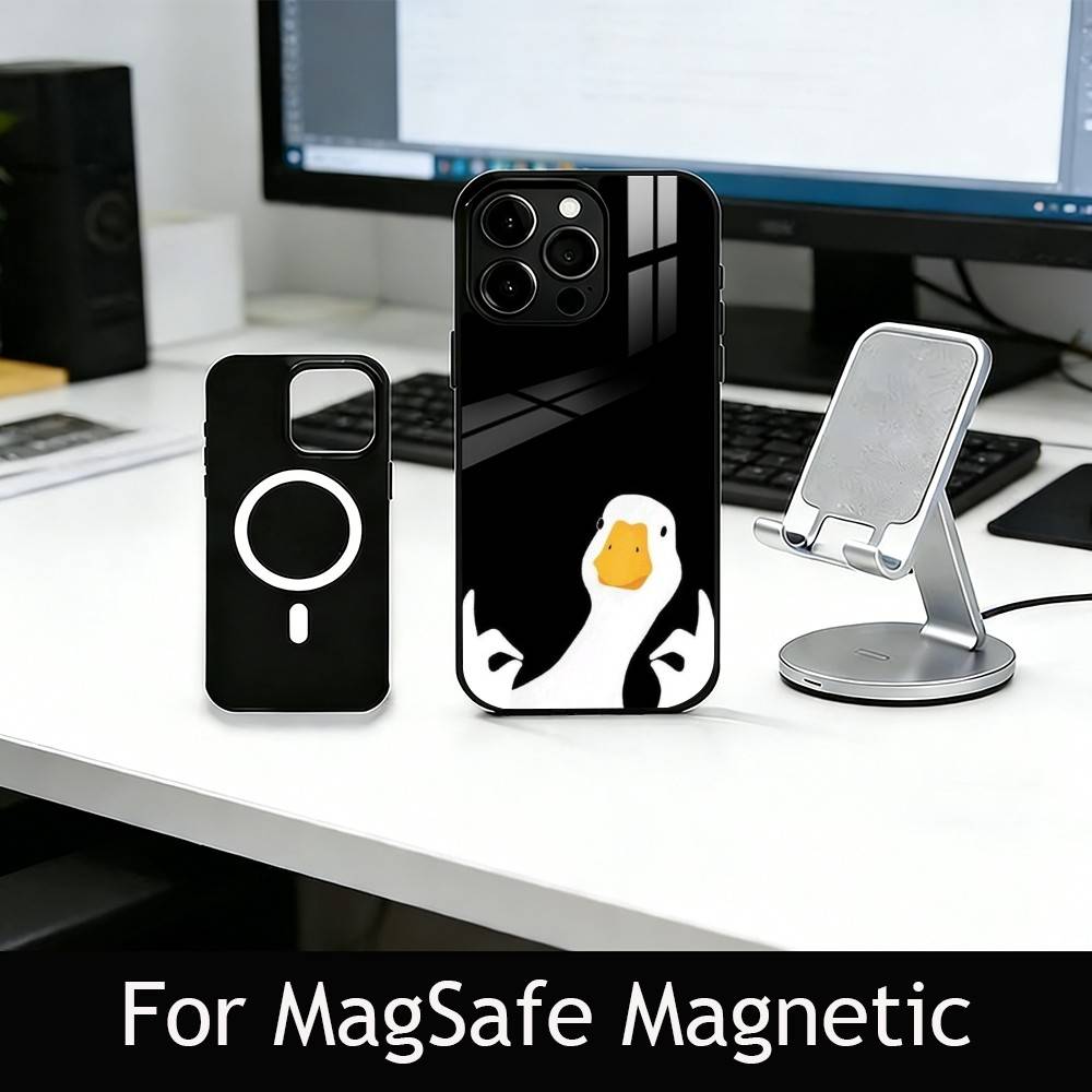 Чехол для телефона с уткой для iPhone 17, 16, 15, 14, 13, 12, 11 Plus, Pro, магнитный с Magsafe, беспроводная зарядка