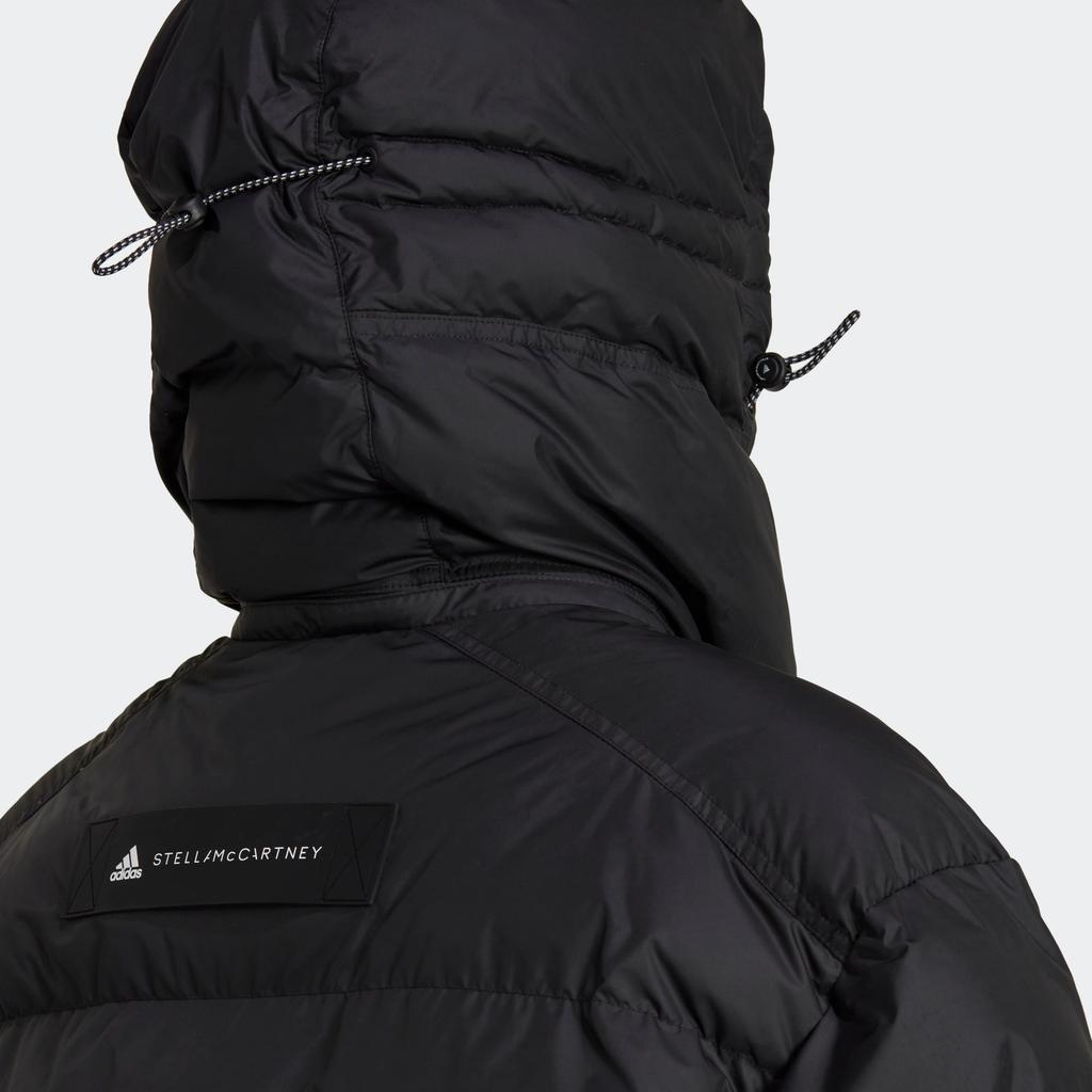 Adidas X Stella McCartney Collaboration Solid Color Logo Pocket Printed Long Cotton Coat Women Coats Black HI6082