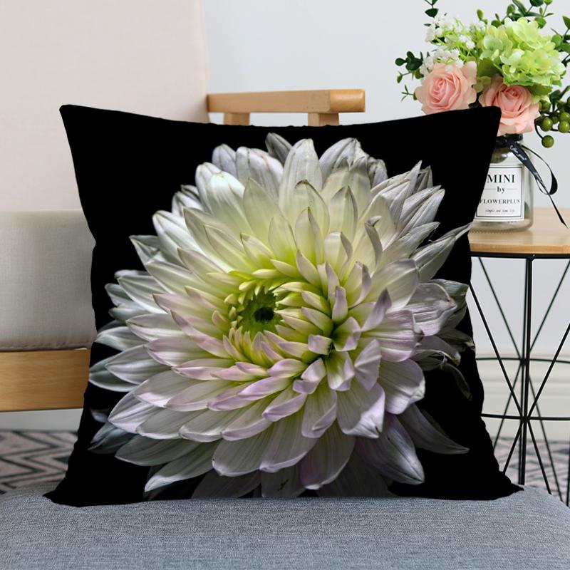 Наволочка с цветком георгина, декоративная наволочка для спальни, домашнего офиса, квадратная наволочка, мягкая