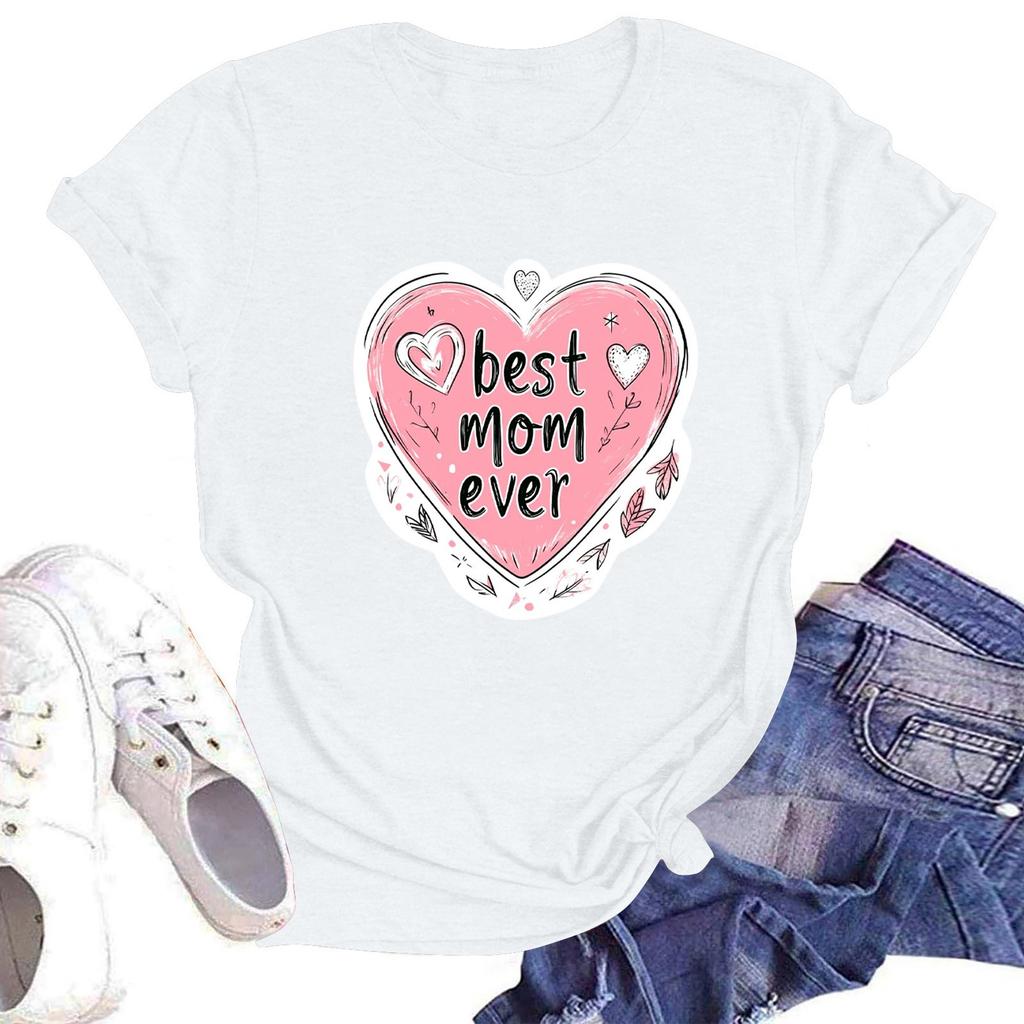 Женская повседневная футболка с круглым вырезом и короткими рукавами с принтом