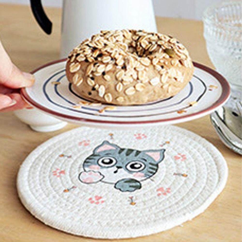 Heat Insulation Coaster Non-Slip Pot Pad Table Mats Woven Cotton Placemat  Table Decoration