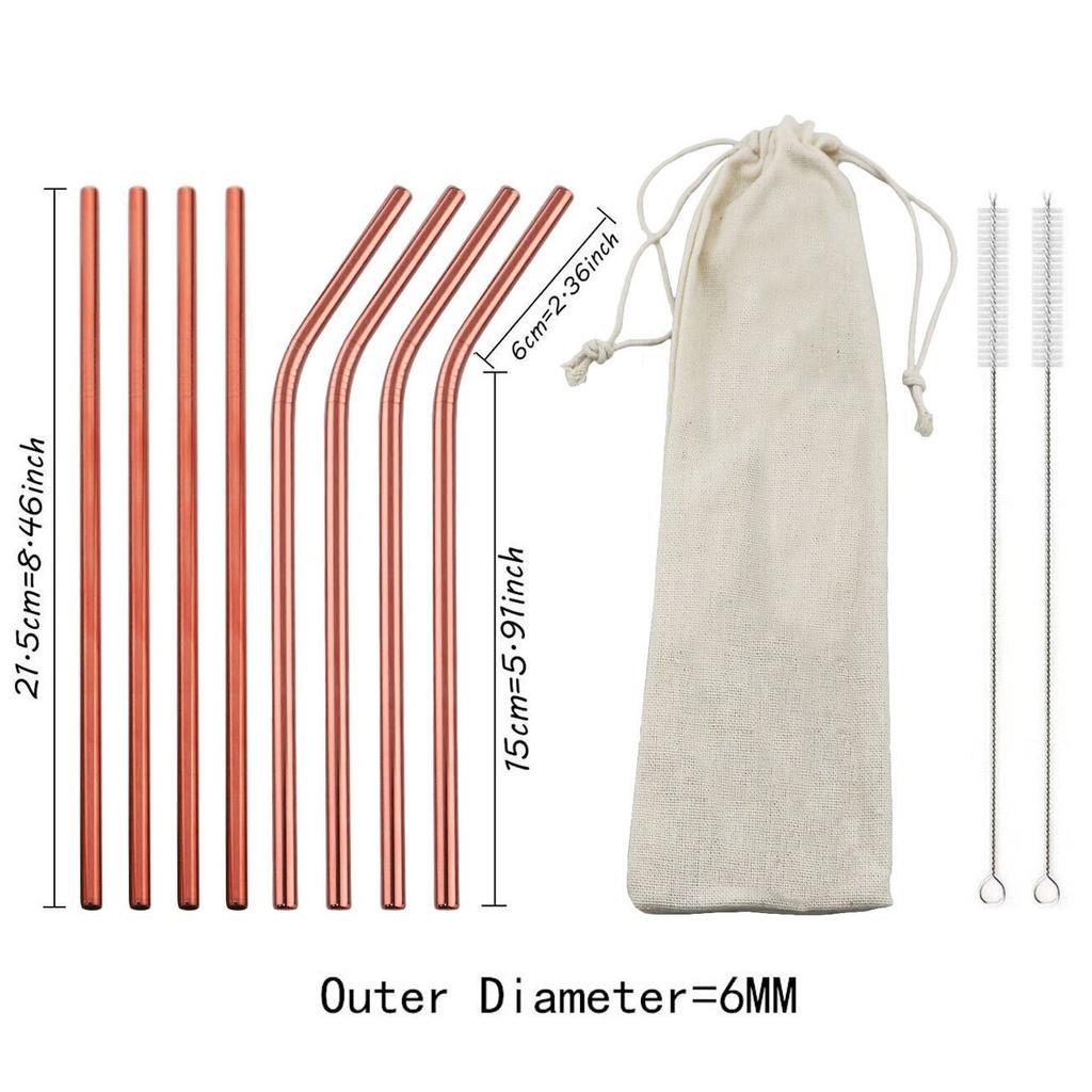 Набор трубочек для питья из нержавеющей стали цвета радуги, многоразовые металлические соломинки, соломинки для пузырькового чая, сока с чистящей щеткой