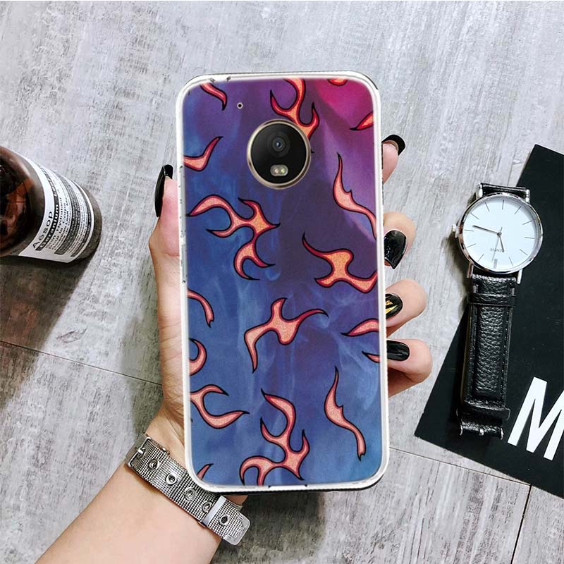 Чехол для телефона Blue Red Flame Fire для Motorola Moto G9 G8 G7 G6 G5 E6 E5 E4 Plus Play Power One Action Macro Coque Capa