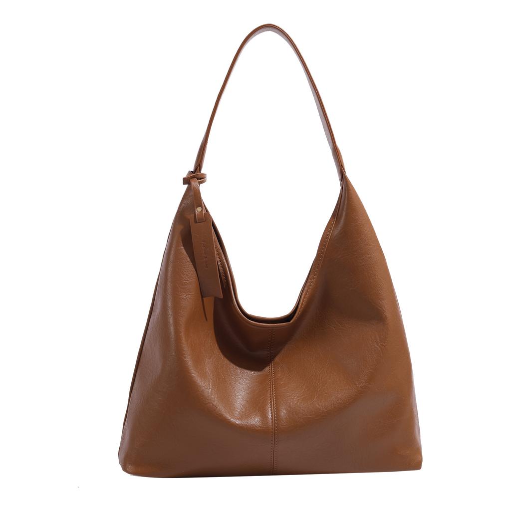 Осень Зима 2025 Простая Сумка на одно плечо из мягкой кожи, сумка под мышкой, ретро, большая вместимость, для поездок на работу, кроссбоди, сумка на одно плечо, большая сумка