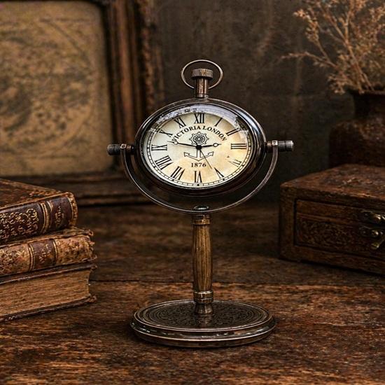 Старинные Карманные Часы из Латуни Настольные Часы с Римскими Цифрами Декор Стола