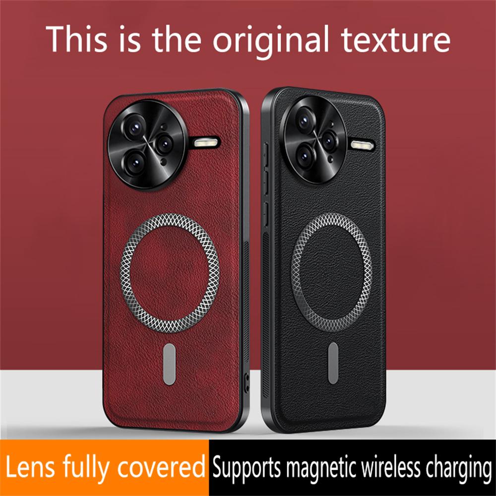 For Xiaomi Redmi K80 5G Case Compatible with MagSafe PU TPU PC Phone Back Cover with Metal Lens Frame