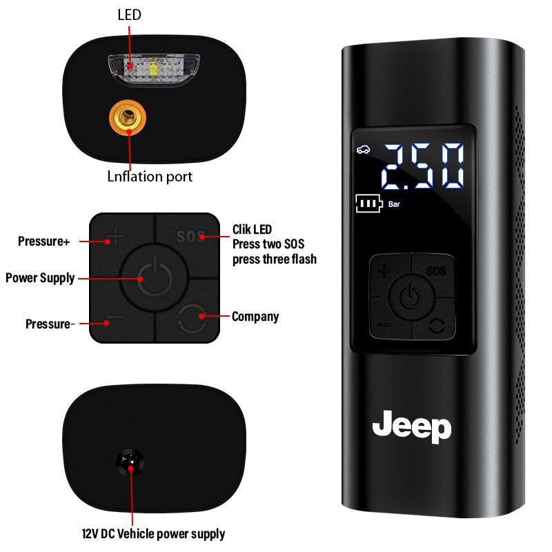 1Pcs Car Tire Inflator Smart Digital Inflatable Pump Emblem Accessories For Jeep Wrangler Grand Cherokee Renegade Tyre Stem Air Caps