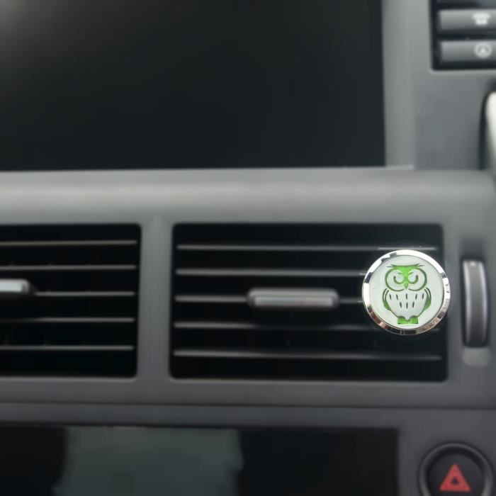 ZEN'AROME - Diffuseur d'Huiles Essentielles pour Voiture Clip'Arôme Chouette - Sobre et Elégant - 5 Buvards Fournis - 3 x 3,6 cm