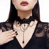 Accessories, Lolita Dark Lace Collarbone Chain, Vintage Bat Black Crystal Choker Necklace