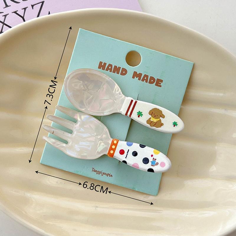 2 шт./набор акриловых ложек, вилок, заколок для торта, креативных милых заколок для волос в виде утконоса, заколок для челки