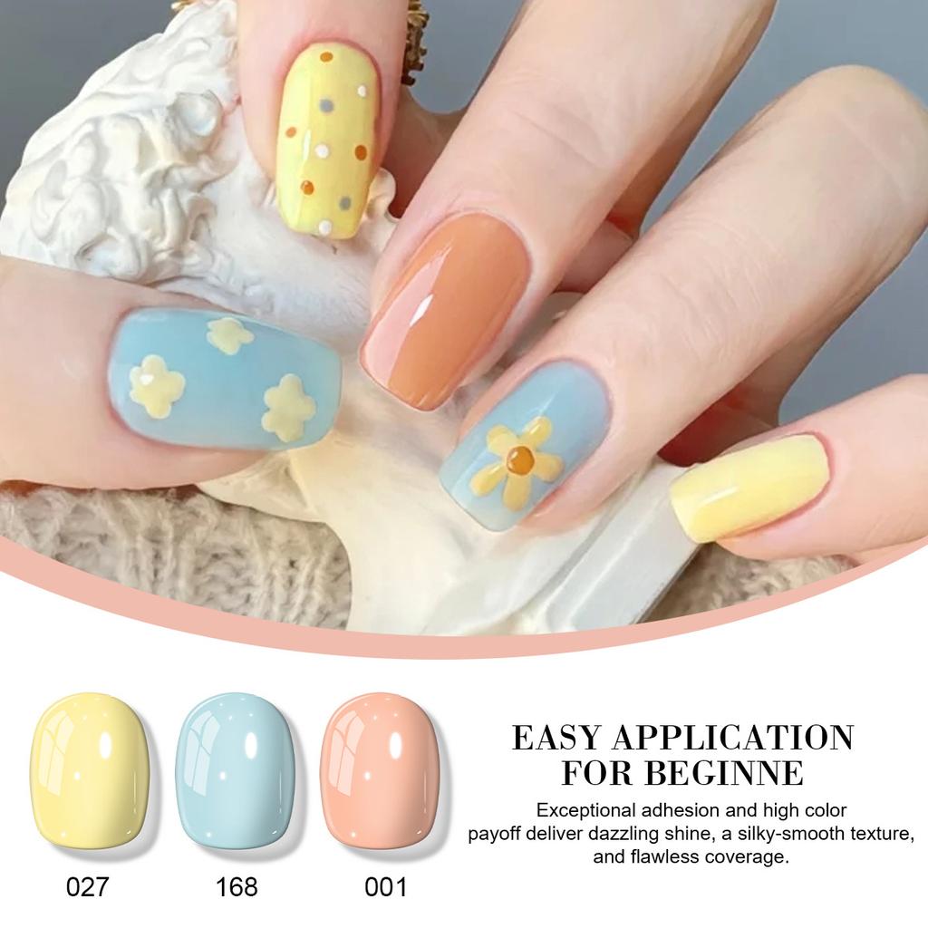 Pastel Gel Nail Polish Set 6 Colors Spring Summer Dopamine Jelly Nail Gel Low Odor Long Lasting UV/LED Cure