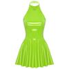 Women Wetlook Patent Leather Dress Tank Latex Shiny Party Mini Dress Clubwear