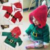 Christmas Santa Claus Kids Boys Girls Plush Zipper Striped Hooded Coat Autumn Winter Clothes for 1-6 Years