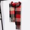 Men Scarf British Style Classic Plaid Fringed Tassels Soft Keep Warm Faux Cashmere Autumn Winter Adults Long Scarf for Riding