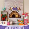 Easter Cross Door Sign Wall Hanging Decor He Is Risen Decorations Religious Wood Hanger For Front Door Porch Home Indoor Outdoor Spring Wall Pediments