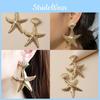 Shell Gold Fashionable Starfish Design Women Metal Earrings For Beach Summer