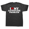Funny Negativity Joke Vintage Tops EU Size 100% Cotton Unisex O-neck T-shirts Rertro I Heart Love My Attitude Problem T Shirt