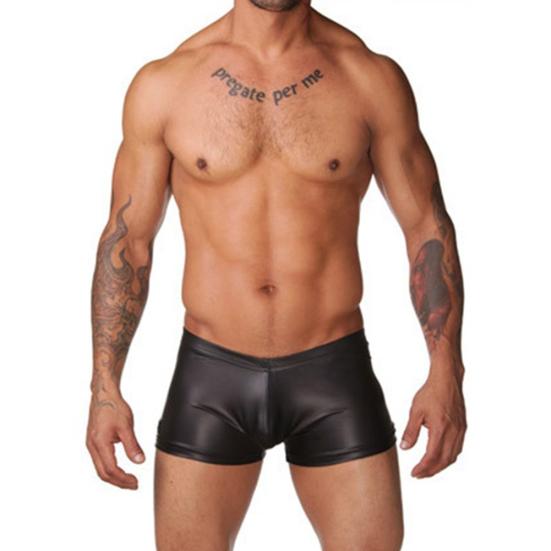 Sexy Men Faux Leather Boxers Briefs Shorts Underwear Soft Underpants Swimwear