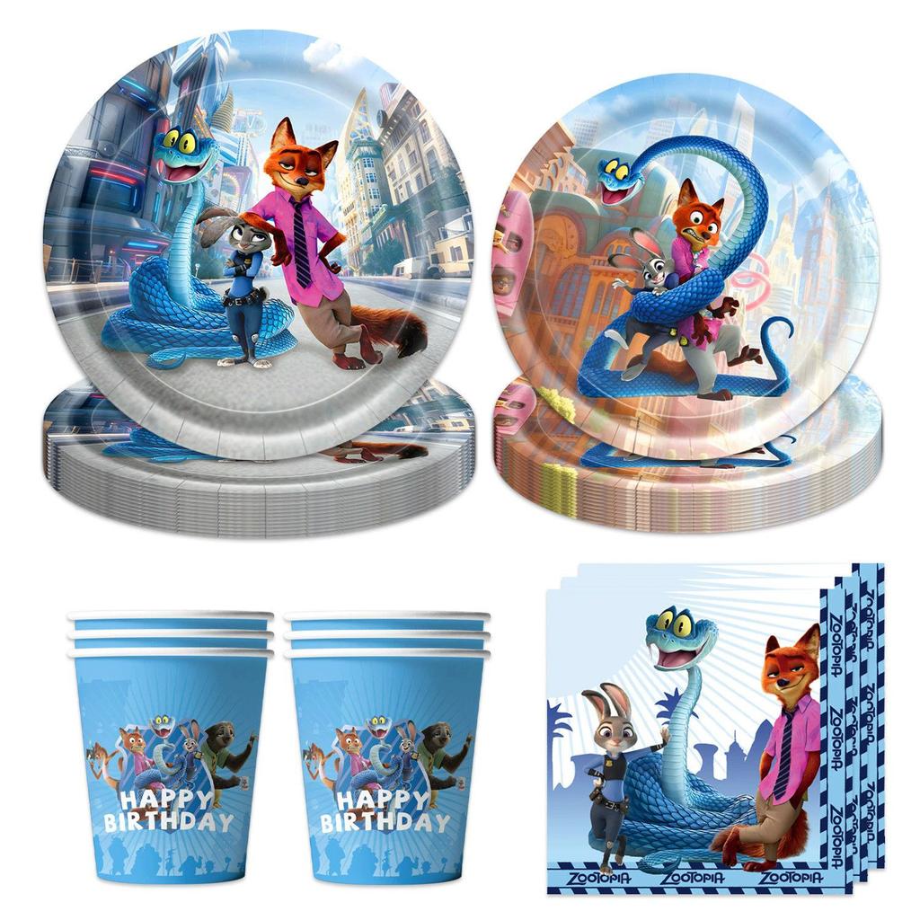 Zootopia Themed Birthday Party Decorations, Children's Birthday Banners, Paper Plates, Paper Cups, Tissues, Tablecloths, Power Strips, Party Supplies