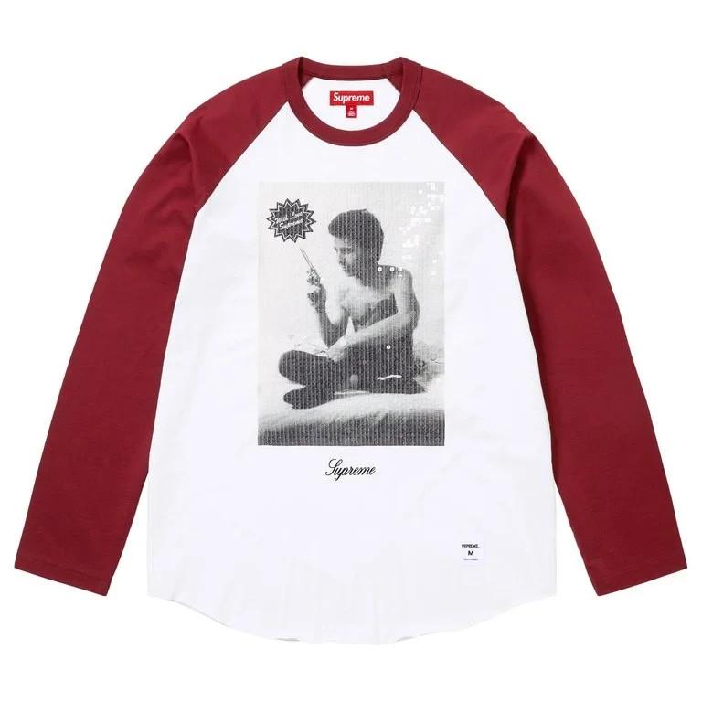 Supreme x Larry Clark Sequin Raglan L/S Top Burgundy