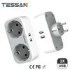 Tessan Wall Plug Adapter 3600W with 1/2/3 AC Outlets 2 USB Ports, 5 In 1 Multiple Socket USB Wall Charger for Home Office