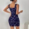 Women's Halter Dress Temperament Printed Women's Sexy Spice Slim Dress