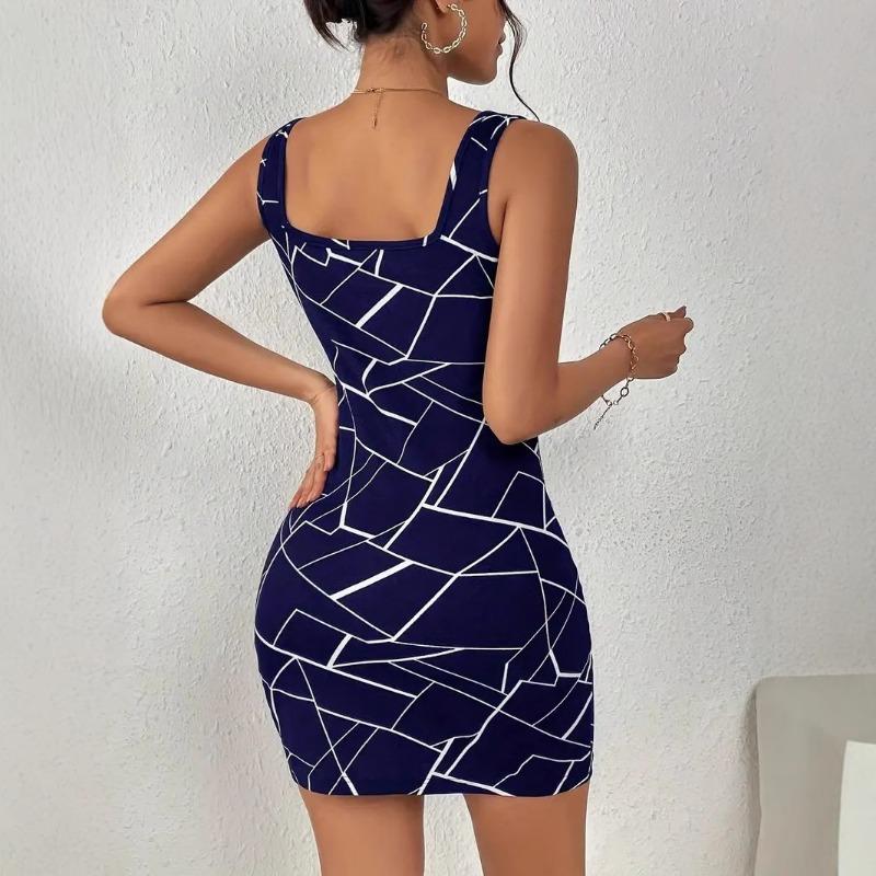 Women's Halter Dress Temperament Printed Women's Sexy Spice Slim Dress
