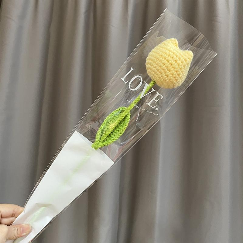 Simulated crochet Tulips Carnations Red roses DIY Handmade Flower Bouquets Birthday Gifts Wedding Souvenirs Mother Teacher's Day