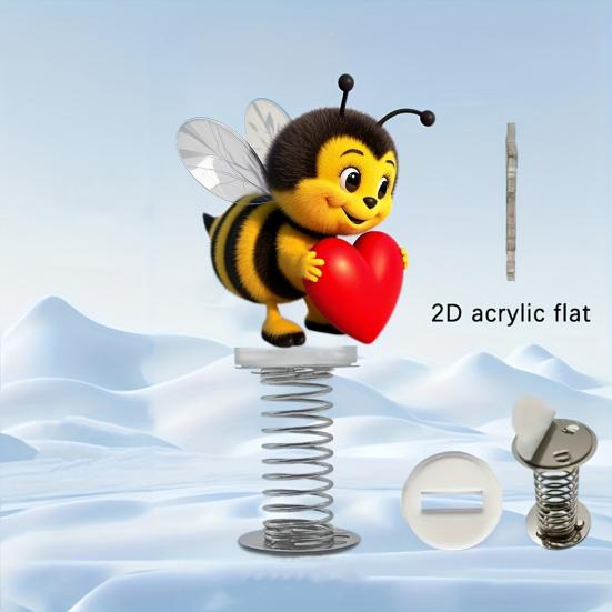 2D Swing Animal Decoration with Spring Acrylic Flat Cartoon Cat Ornament Car Dashboard