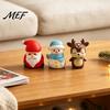 Miniature Christmas Character Sets Vinyl Figurines, Cute Santa Claus Snowman Reindeer Mini Statue, Holiday Desk Ornaments Small Desktop Cake