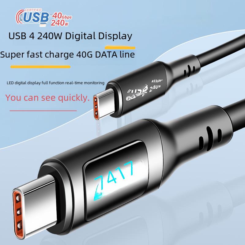 Кабель передачи данных USB4 Type-C с дисплеем, поддерживает питание 240 Вт, совместим с Thunderbolt 4