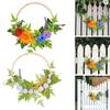 Spring Wreath for Front Door Farmhouses, Wood Bead Wreath with Artificial Flower Leaf, Spring Summer Wreath for Wedding