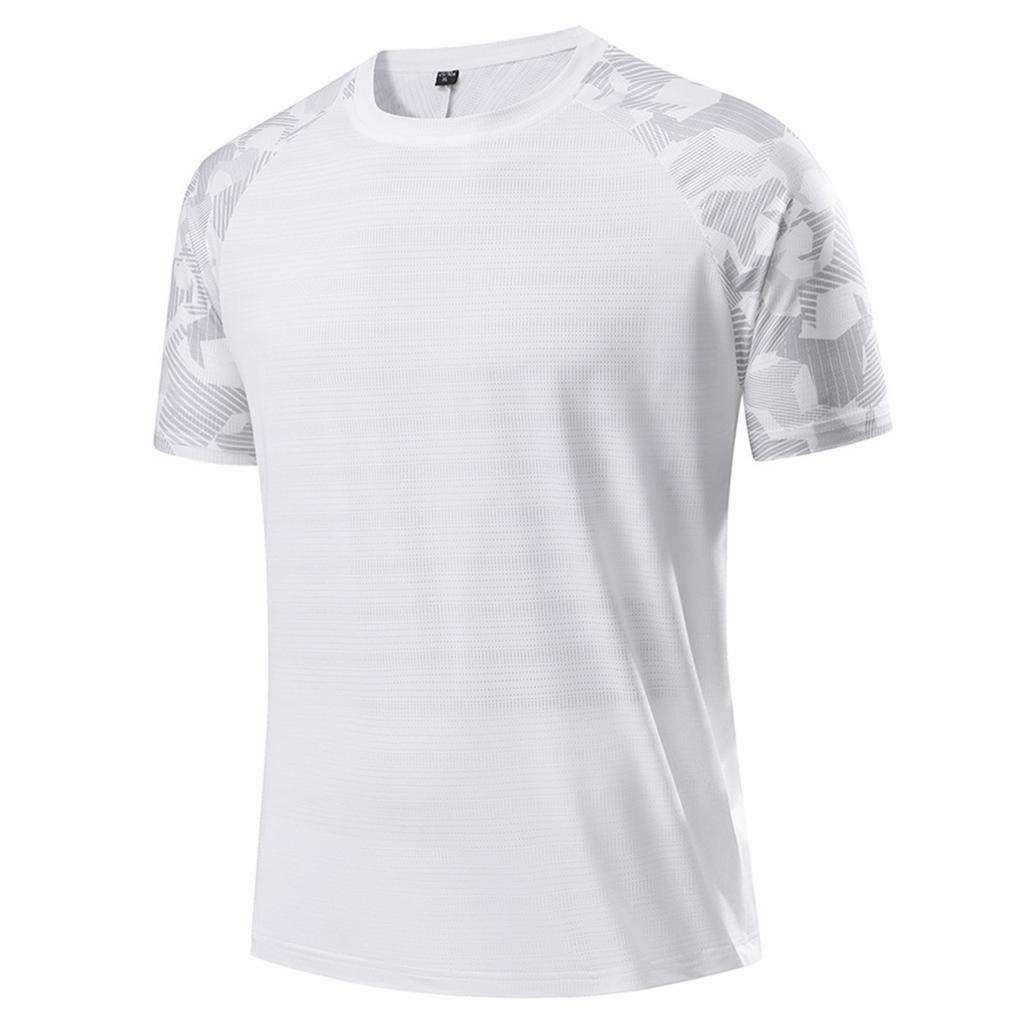 Мужская летняя облегающая дышащая одежда из шелка с круглым вырезом, быстросохнущая, повседневная спортивная футболка, топы