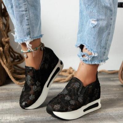 Летние новые сетчатые одинарные туфли женские туфли на платформе спортивные дышащие на танкетке с увеличением роста повседневные туфли