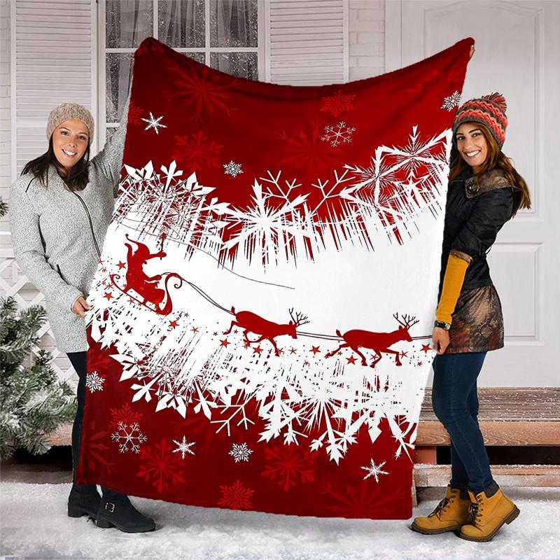 Christmas reindeer Theme Printed Blanket - Perfect for Couch, Bed, Travel & Outdoor Use | Machine Washable, Cozy & Durable.