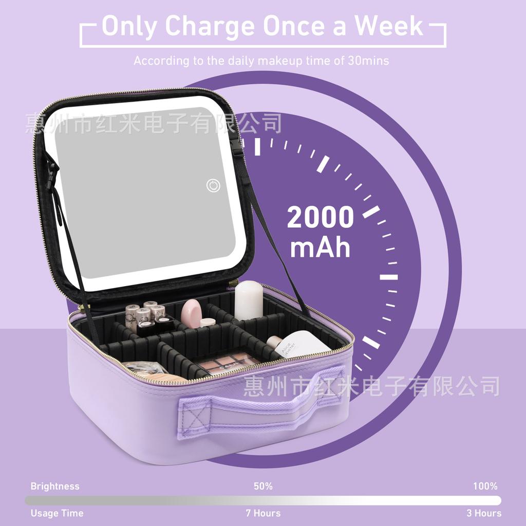 Новая умная косметичка со светодиодной подсветкой и большим зеркалом, водонепроницаемый дорожный косметичка из искусственной кожи для женщин
