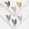 Yousheng Creative Leaf Shape Brooch Shining Rhinestones Inlaid Pin Suit Lapel Shawl Badge Coat Accessories Jewelry Gift