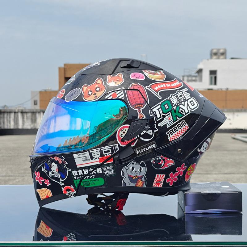 New Motorcycle Helmet Men's Face Helmet Women's Locomotive Full Helmet Summer Double Lens Universal In All Seasons